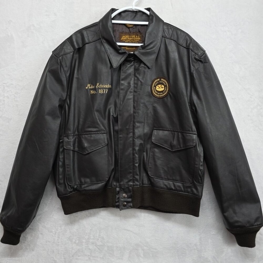 VTG US Army A-2 Flight Jacket XXL USAF Brown Leather Bomber USA Made 1958-A2-8